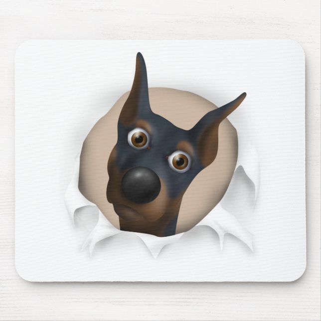 Doberman Pinscher (Black and Tan) Busting Out Mouse Mat (Front)
