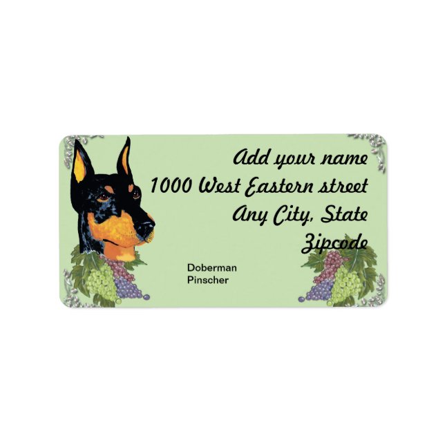 Doberman Pinscher ~ Black Dobie Portrait Label (Front)