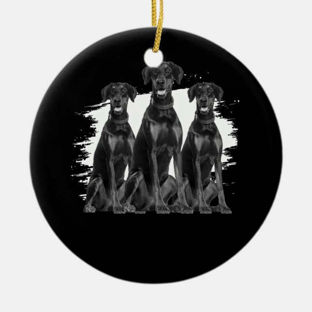 Doberman Pinscher Black Dog Owner Pet Animal Lover Ceramic Tree Decoration (Front)