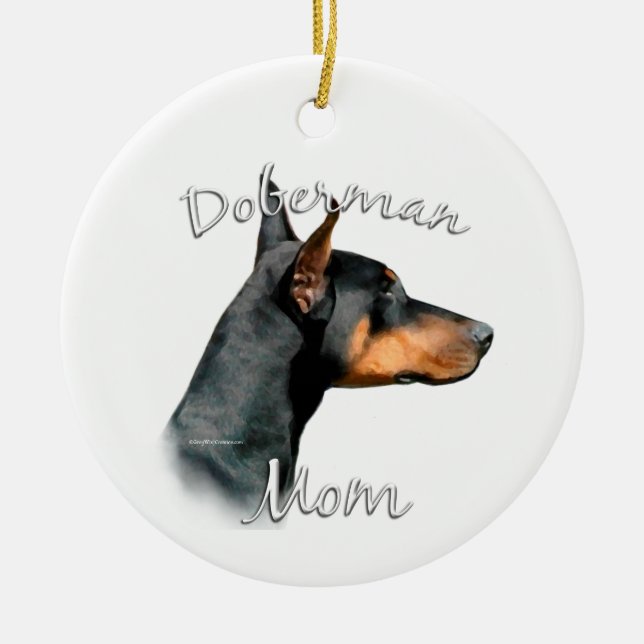 Doberman Pinscher (blk) Mum 2 Ceramic Tree Decoration (Front)