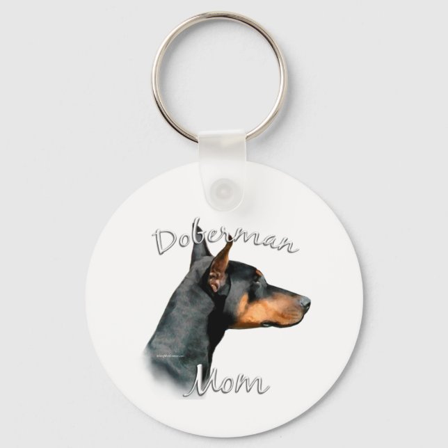 Doberman Pinscher (blk) Mum 2 Key Ring (Front)