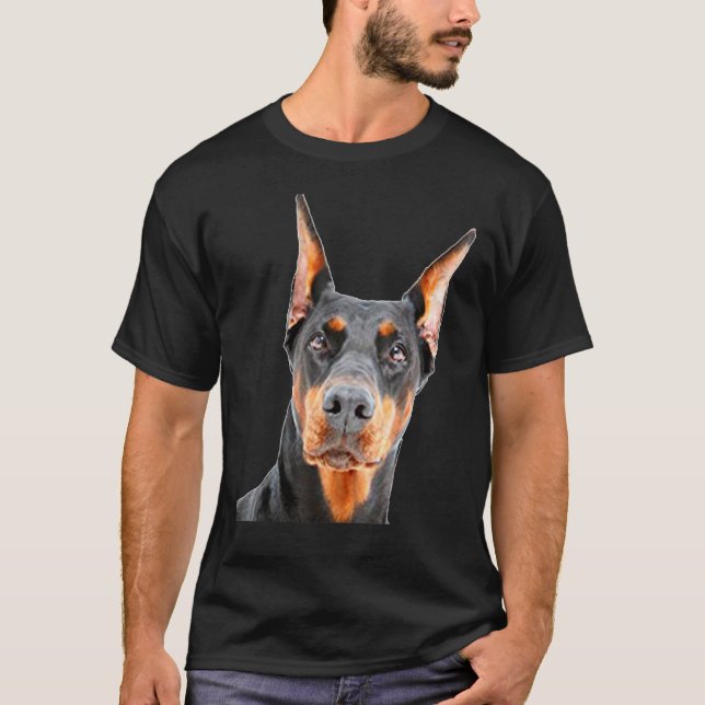 Doberman Pinscher Breed Dog Face T-Shirt (Front)