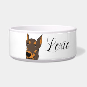 Doberman Pinscher Cartoon Ceramic Pet Bowl