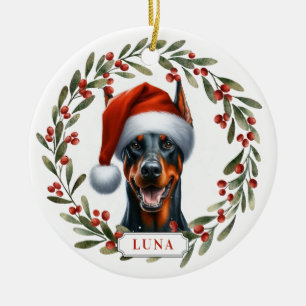 Doberman Pinscher Ceramic Circle Ornament