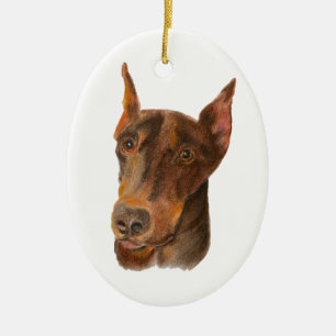 Doberman Pinscher  Ceramic Tree Decoration