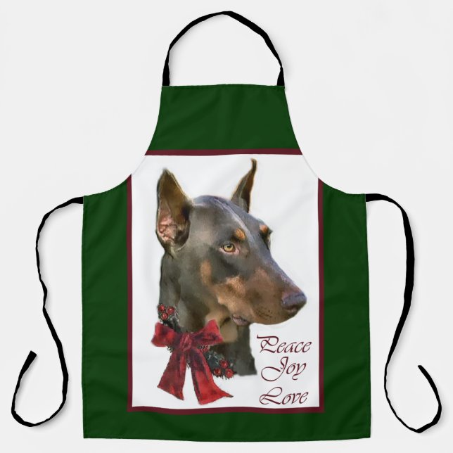 Doberman Pinscher Christmas Apron (Front)
