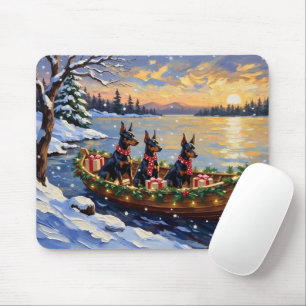 Doberman Pinscher Christmas Boat Holiday Mouse Mat