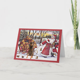 Doberman Pinscher Christmas Card Santa Bears