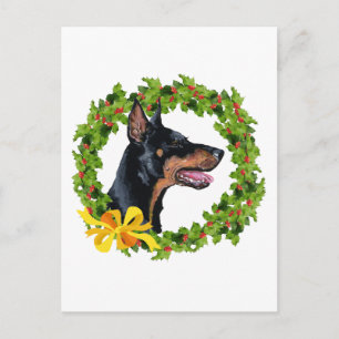 Doberman Pinscher Christmas Holiday Postcard