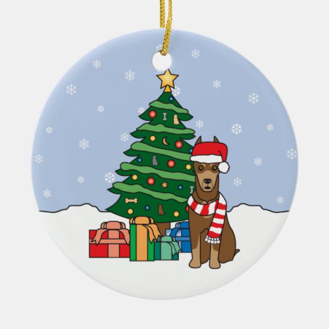 Doberman Pinscher Christmas Ornament (Front)