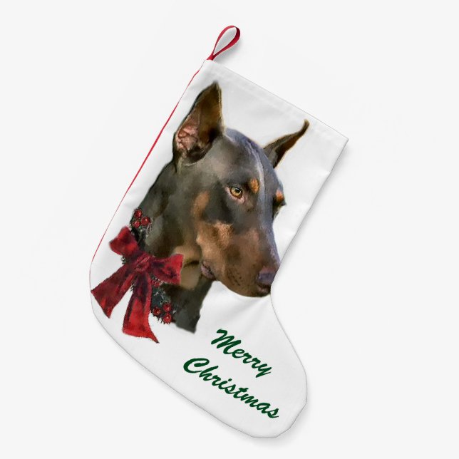 Doberman Pinscher Christmas Small Christmas Stocking (Front (Hanging))