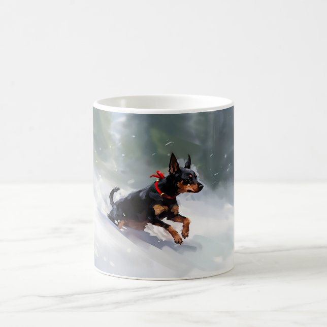 Doberman Pinscher Christmas snow winter Coffee Mug (Center)