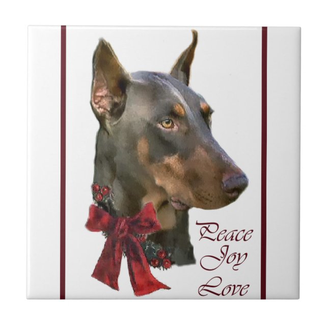 Doberman Pinscher Christmas Tile (Front)