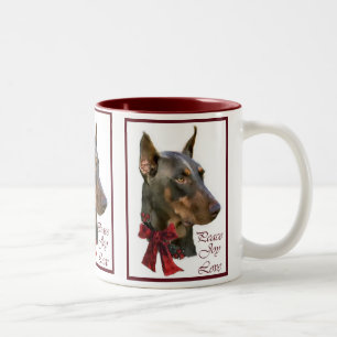 Doberman Pinscher Christmas Two-Tone Coffee Mug
