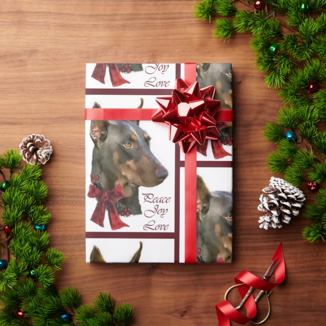 Doberman Pinscher Christmas Wrapping Paper (Holiday Gift)