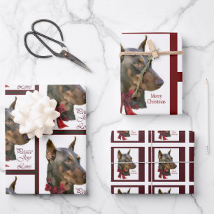 Doberman Pinscher Christmas Wrapping Paper Sheet