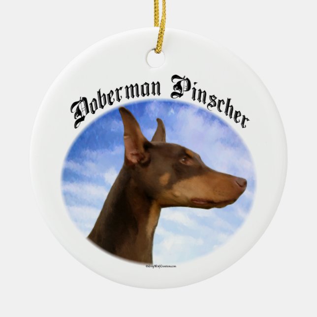 Doberman Pinscher Clouds Keychain Ceramic Tree Decoration (Front)
