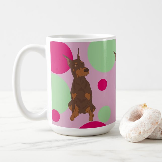 Doberman Pinscher Coffee Mug (With Donut)