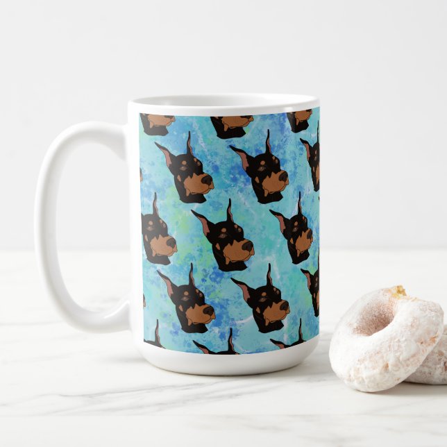 Doberman Pinscher  Coffee Mug (With Donut)