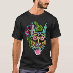 Doberman Pinscher Cropped Ear-Day Of The Dead Suga T-Shirt