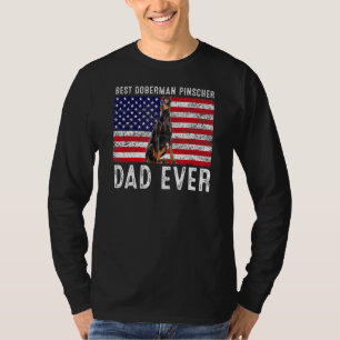 Doberman Pinscher Dad Usa American Flag Dog Owner T-Shirt