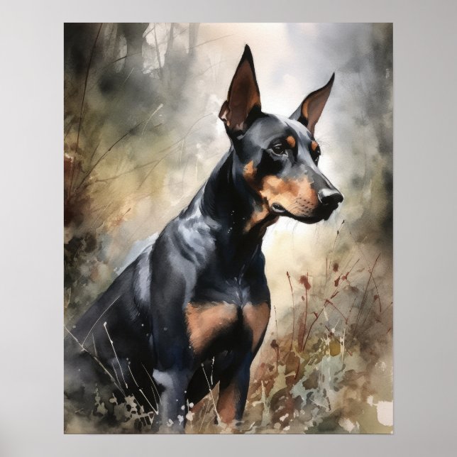 Doberman Pinscher Dog Art Print Poster (Front)