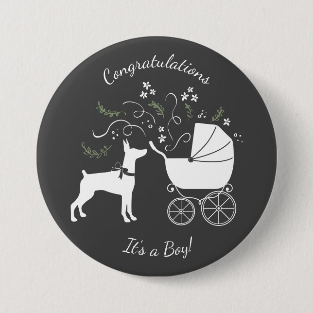 Doberman Pinscher Dog Baby Shower 7.5 Cm Round Badge (Front)