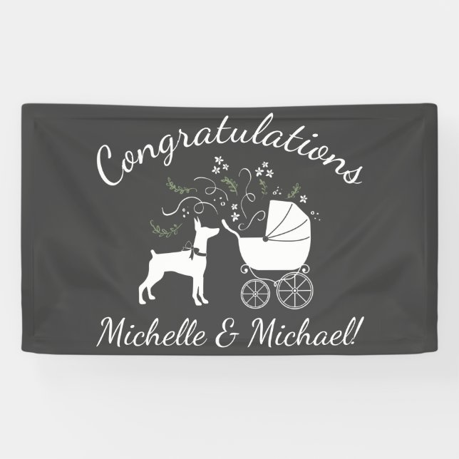 Doberman Pinscher Dog Baby Shower Banner (Horizontal)