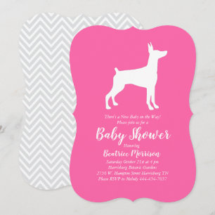 Doberman Pinscher Dog Baby Shower Pink Girl Invitation