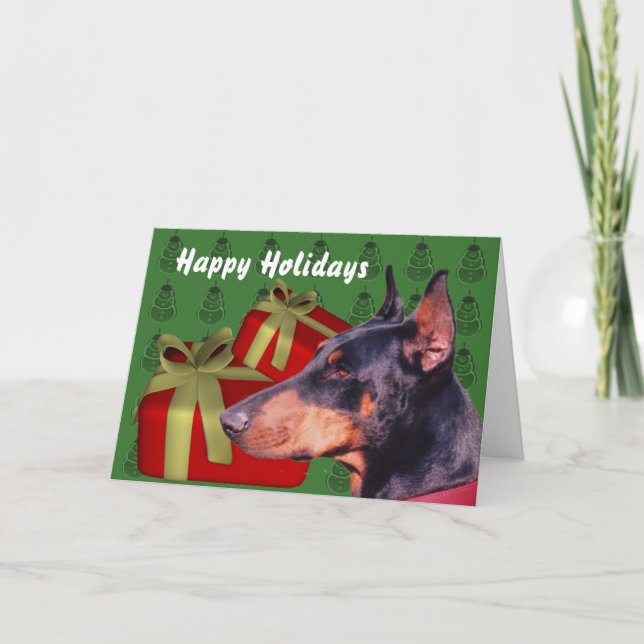 Doberman Pinscher Dog Christmas Holiday Card (Front)