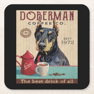 Doberman Pinscher Dog Coffee Square Paper Coaster