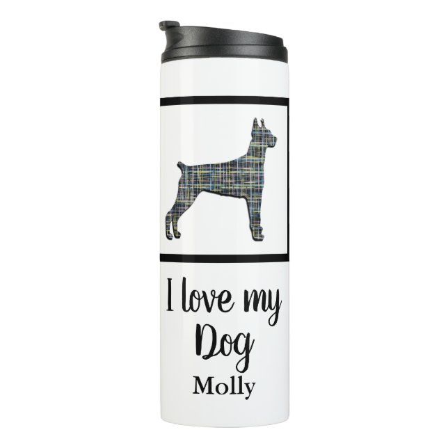 Doberman Pinscher Dog Cute Grid Silhouette Thermal Tumbler (Rotated Right)
