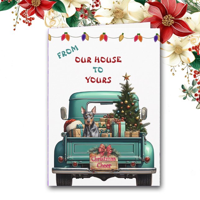 Doberman Pinscher Dog Farm Truck Christmas Card (Creator Uploaded)