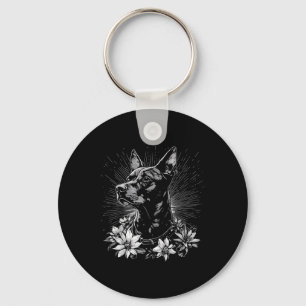 Doberman Pinscher Dog Lover Retro Style Tattoo Key Ring