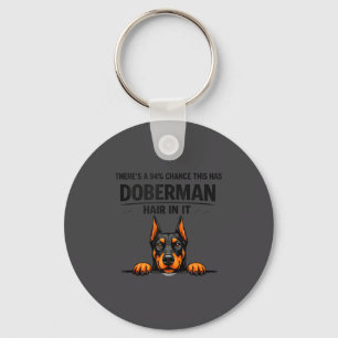 Doberman Pinscher Dog Mom Shedding Illustration Key Ring