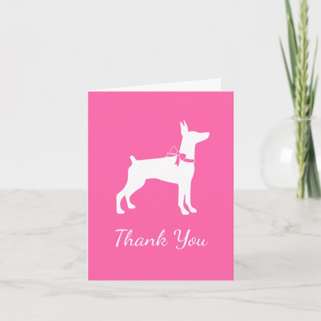 Doberman Pinscher Dog Pink Girl Thank You Cards (Front)