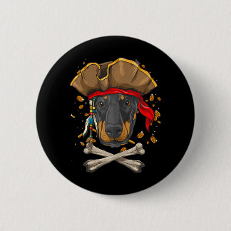 Doberman Pinscher Dog Pirate Jolly Roger Flag 6 Cm Round Badge