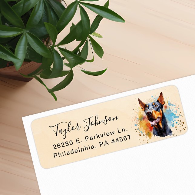 Doberman Pinscher Dog Return Address Label (Creator Uploaded)