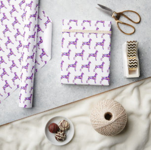 Doberman Pinscher Dog Silhouette Colour White Gift Wrapping Paper