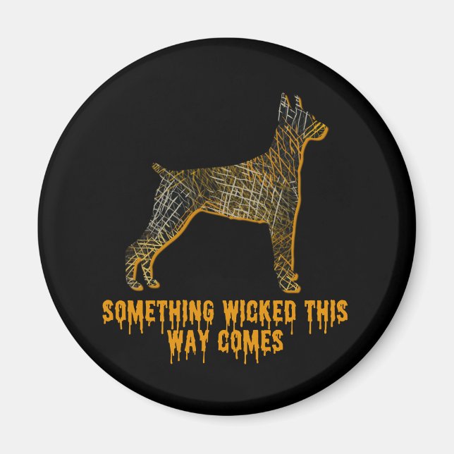 Doberman Pinscher Dog Silhouette Fun Halloween Magnet (Front)