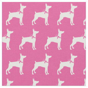 Doberman Pinscher Dog Silhouette Pet Dobie Pink Fabric