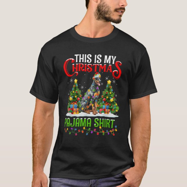 Doberman Pinscher Dog Xmas Light This Is My Christ T-Shirt (Front)