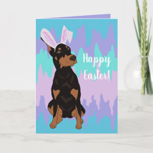 Doberman Pinscher Easter Bunny Holiday Card