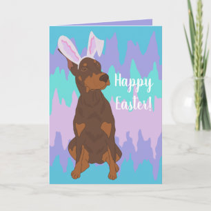 Doberman Pinscher Easter Bunny  Holiday Card