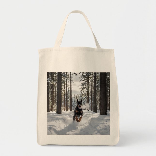 Doberman Pinscher Elegant Grocery Tote Bag (Front)
