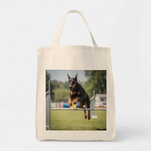 Doberman Pinscher Elegant Grocery Tote Bag (Front)