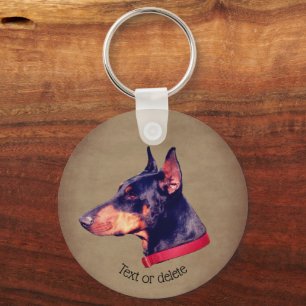 Doberman Pinscher Face Dog Personalised Key Ring