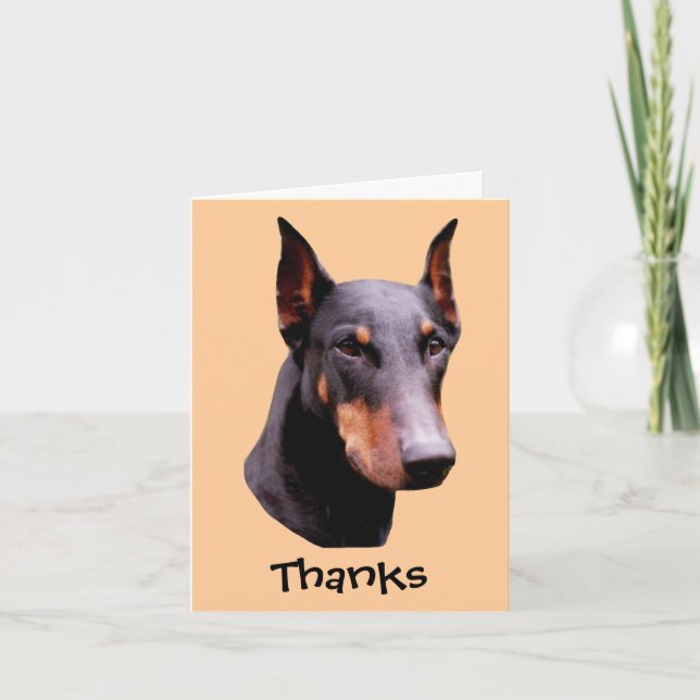 Doberman Pinscher Face Dog Thank You Card (Front)