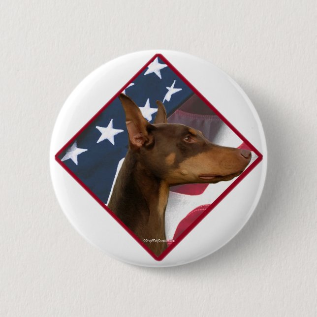 Doberman Pinscher Flag 2 6 Cm Round Badge (Front)