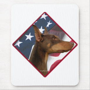 Doberman Pinscher Flag 2 Mouse Mat